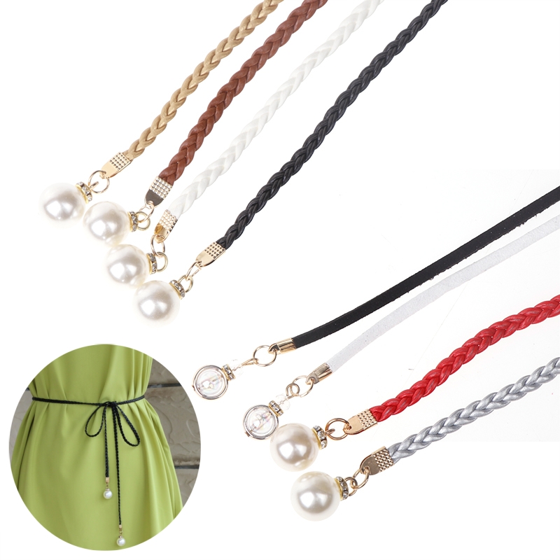 Women'S Jeans Accessories Chain - بو الجلود مضفر حزام اللؤلؤ للنساء