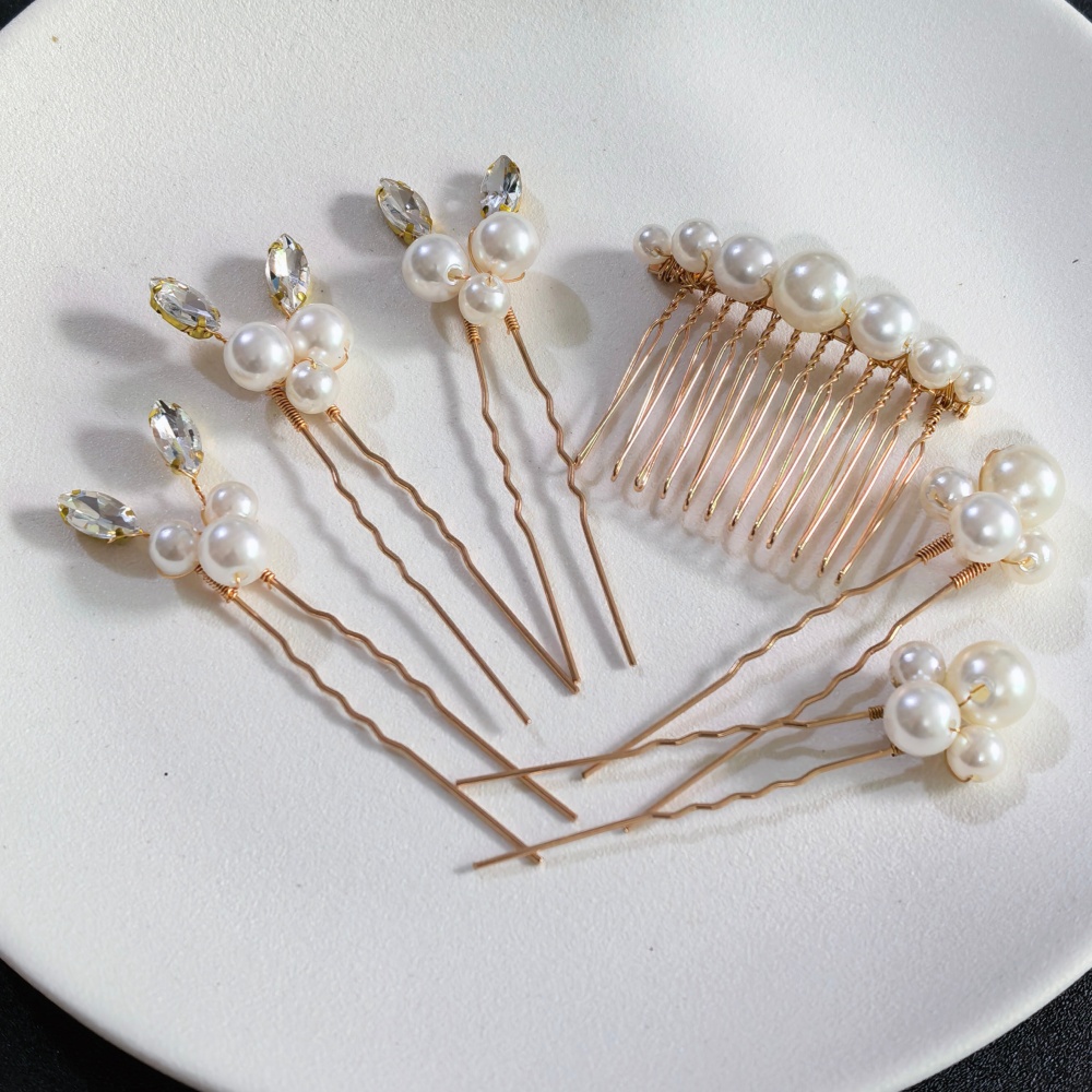 Women'S Accessories List - مجموعة مشابك شعر من الكريستال واللؤلؤ،