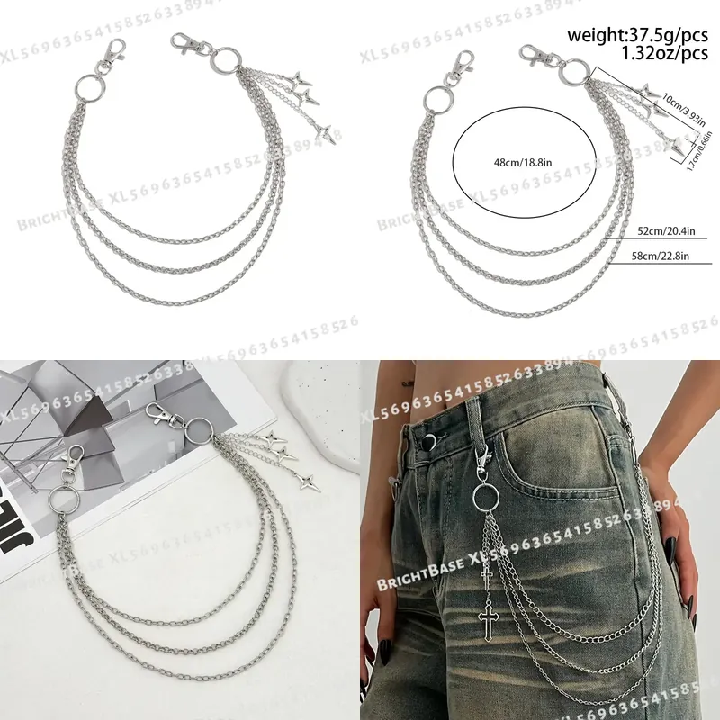 Women'S Jeans Accessories Chain - سلسلة بنطلون متعددة الطبقات بقلادة نجمة