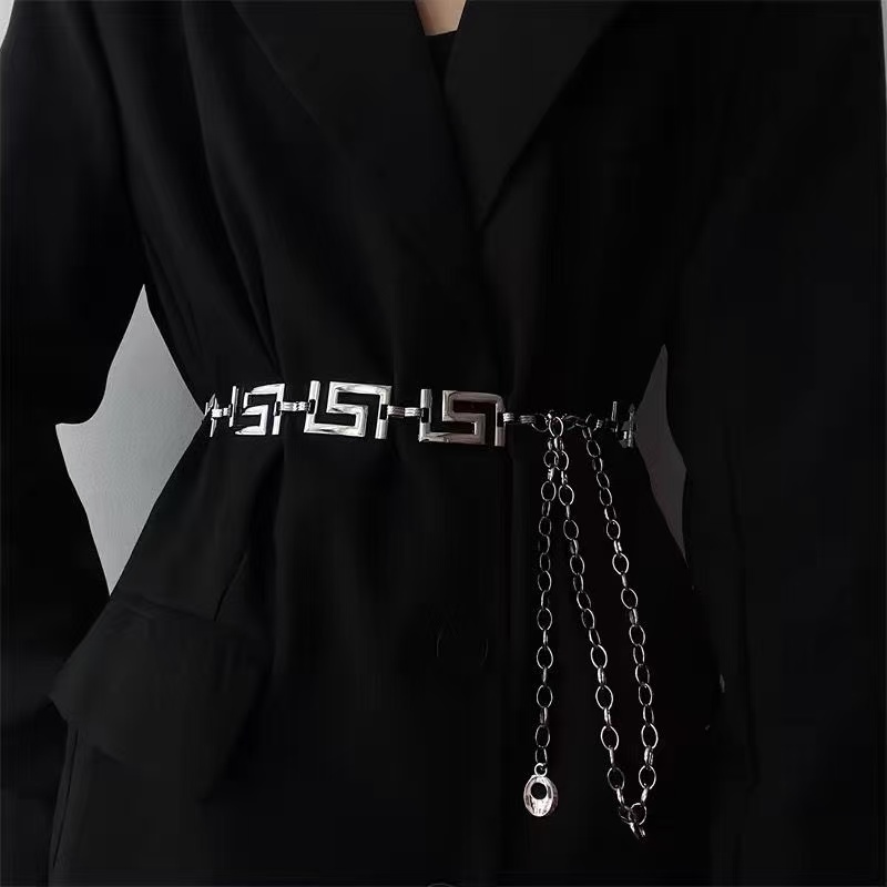 سلسلة خصر معدنية بتصميم هندسي  - مراجعة Women'S Jeans Accessories Chain وسعره